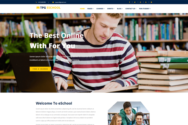 Tpg Eschool Tema gratuito de Wordpress para la escuela en línea