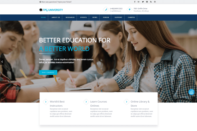 Tpg University Free Education Wordpress Theme