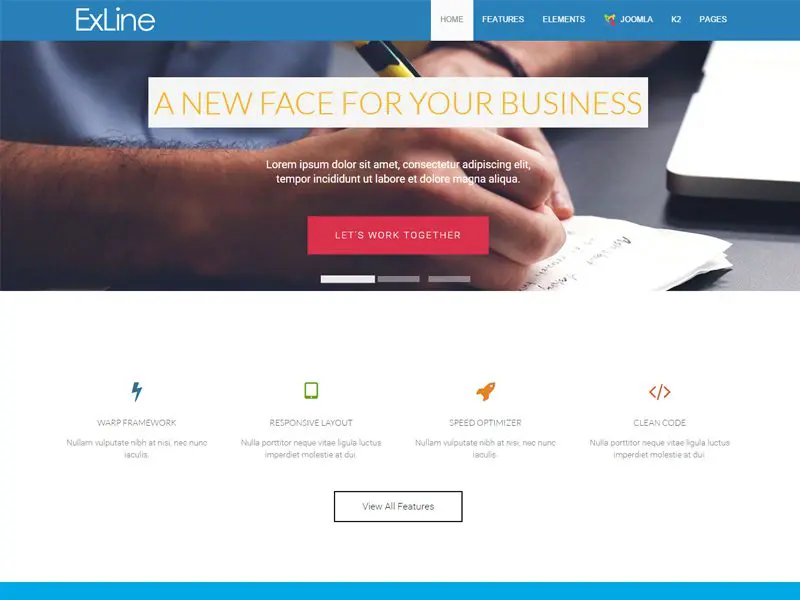 เทมเพลตธุรกิจ Joomla ฟรีของ Exline