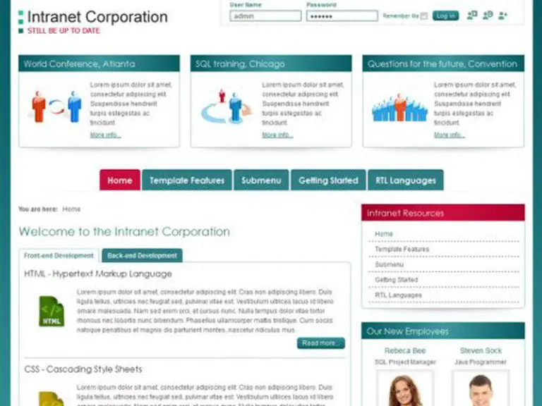 Jm Intranet Corporation Șablon gratuit de companie Joomla