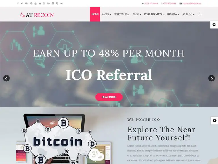 Recoin Free ResponsiveCryptocurrencyJoomlaテンプレートで