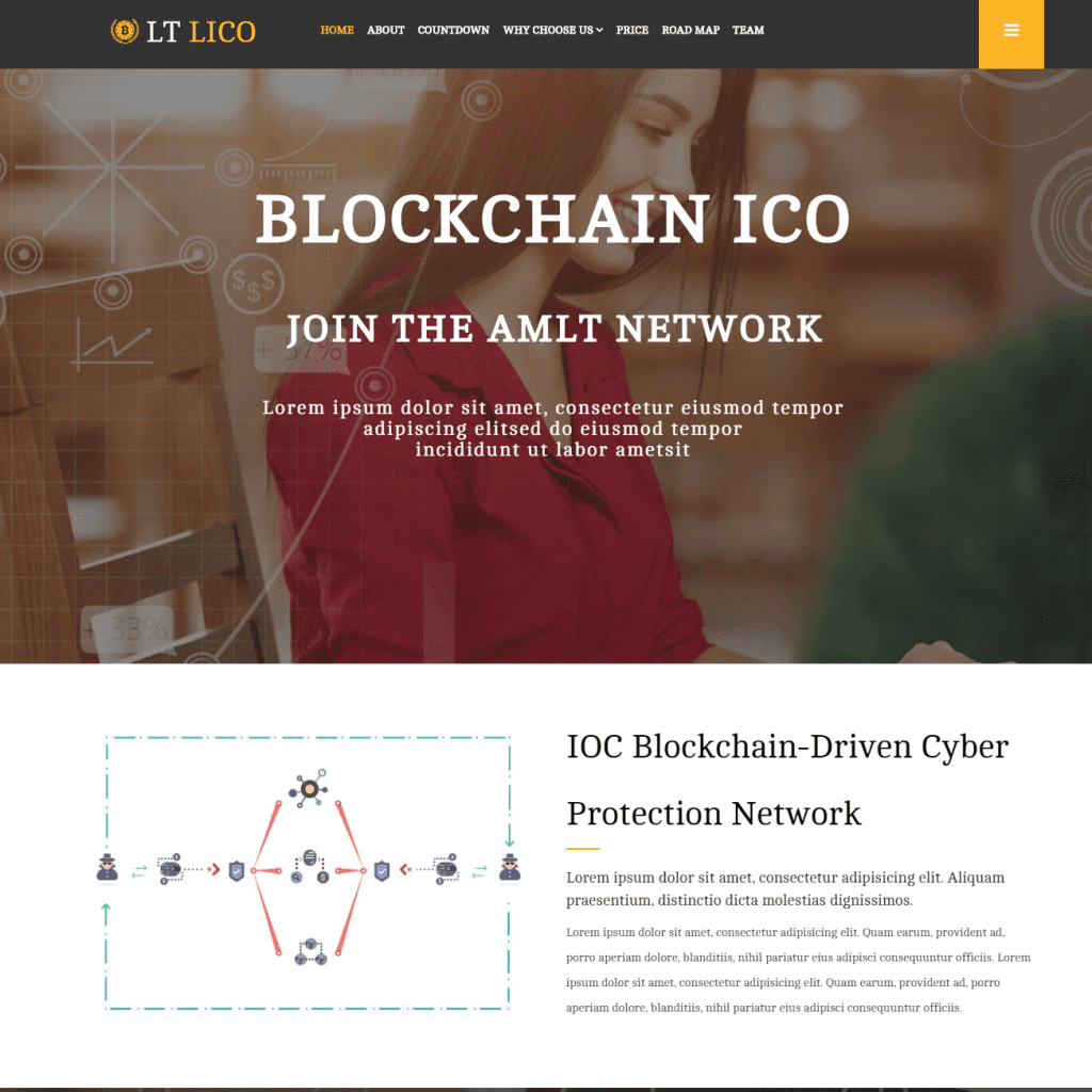 Lt Lico Onepage Modèle de site Web de crypto-monnaie réactif d'une seule page gratuit