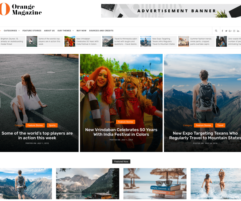 Orange Magazine Free Entertainment WordPress Theme