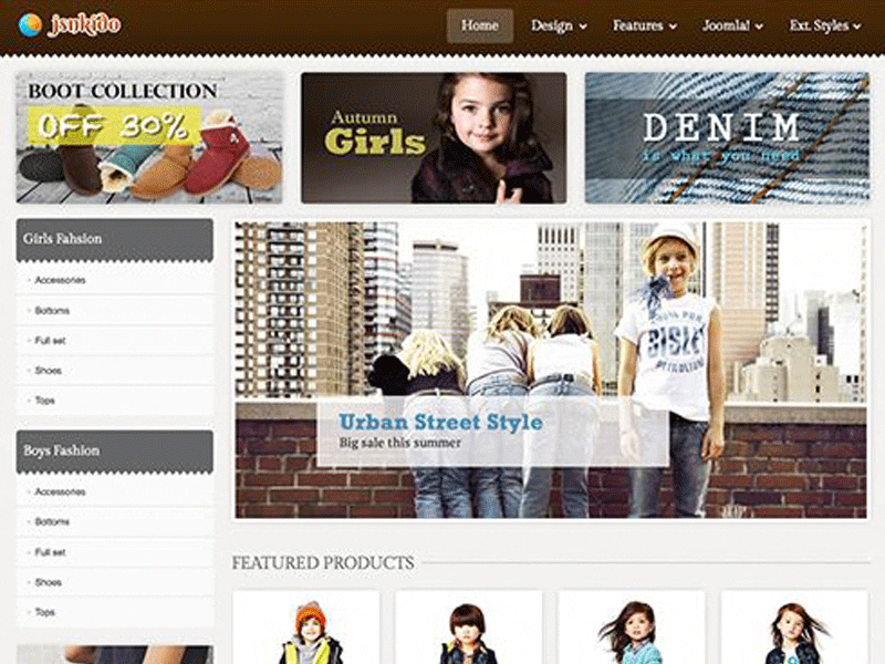 Jsn Kido Shop Joomla Darmowy szablon