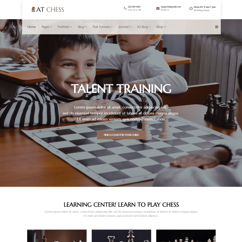 Bei Chess Free Joomla Chess Template