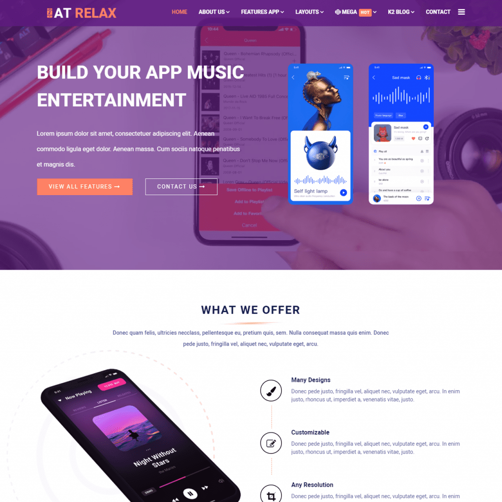 At Relax Professional Joomla App Template