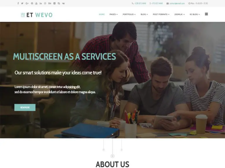 Et Wevo Бесплатный шаблон веб-дизайна Joomla