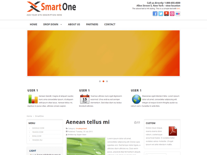 Smart One Cel mai bun șablon Joomla gratuit