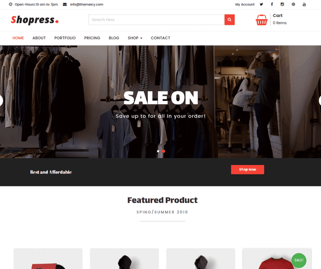 Shoppress 무료 사진 Wordpress 테마