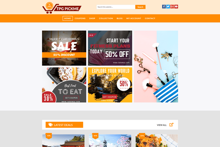 Tpg Pickme Tema gratuito de cupones de Wordpress