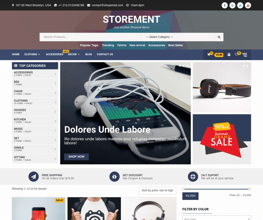 Storement 무료 엔터테인먼트 Wordpress 테마