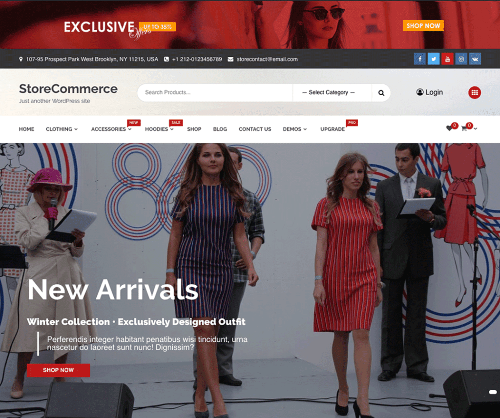 Storecommerce Kostenloses Unterhaltungs-Wordpress-Theme