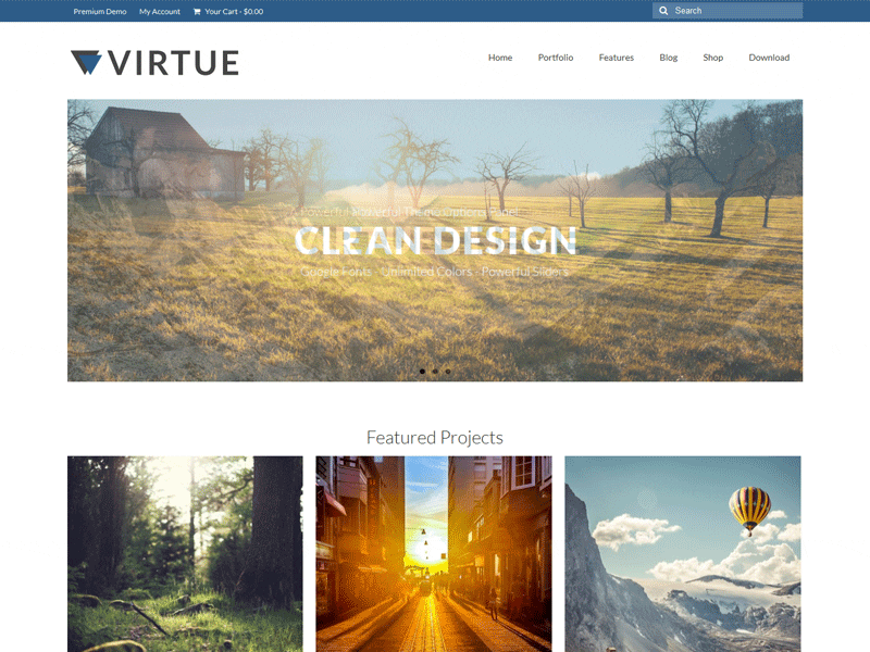 Virtue - Tema gratuito de comercio electrónico de Wordpress