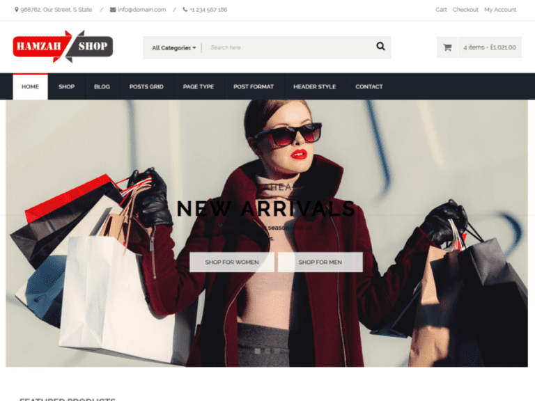 Hamzahshop Wordpress 전자 상거래 테마