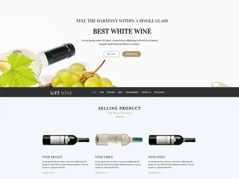 Et Wine Tema responsivo gratuito para Wordpress de vinho