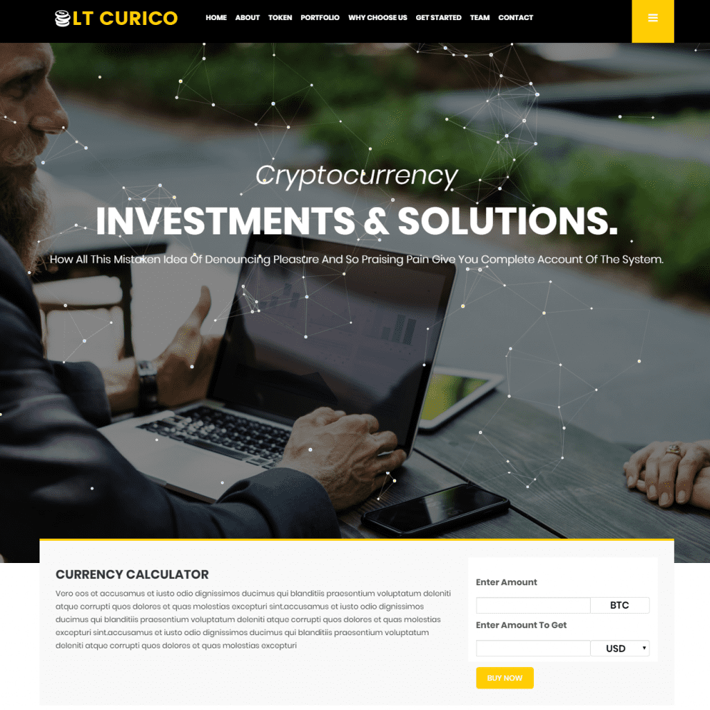 Lt Curico Onepage Modèle de site Web de crypto-monnaie réactif d'une seule page gratuit