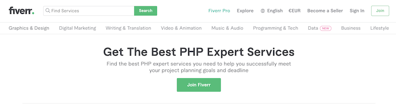 Assumi freelance PHP su Fiverr