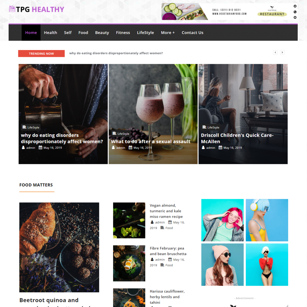 TPG Healthy Free Elegant Magazine Wordpress Theme