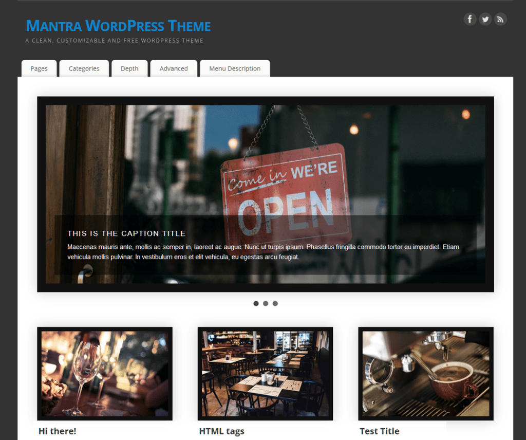 ธีม Wordpress บันเทิง Mantra ฟรี