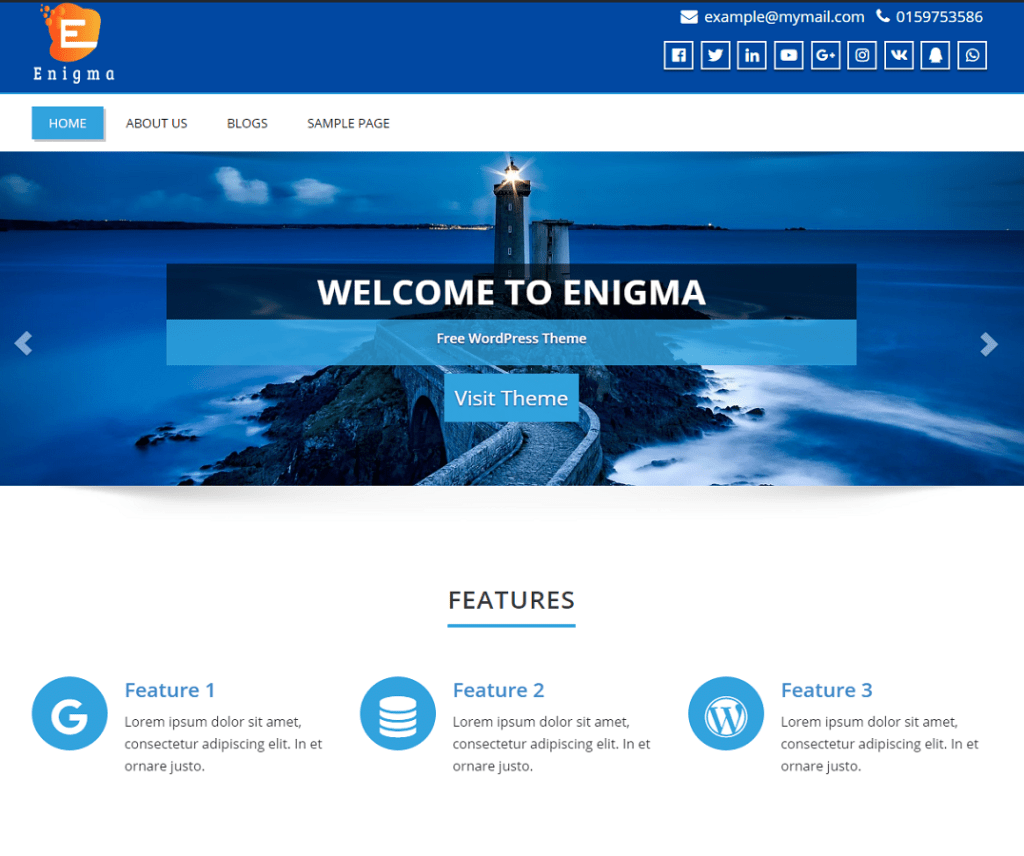 Thème Wordpress de divertissement gratuit Enigma