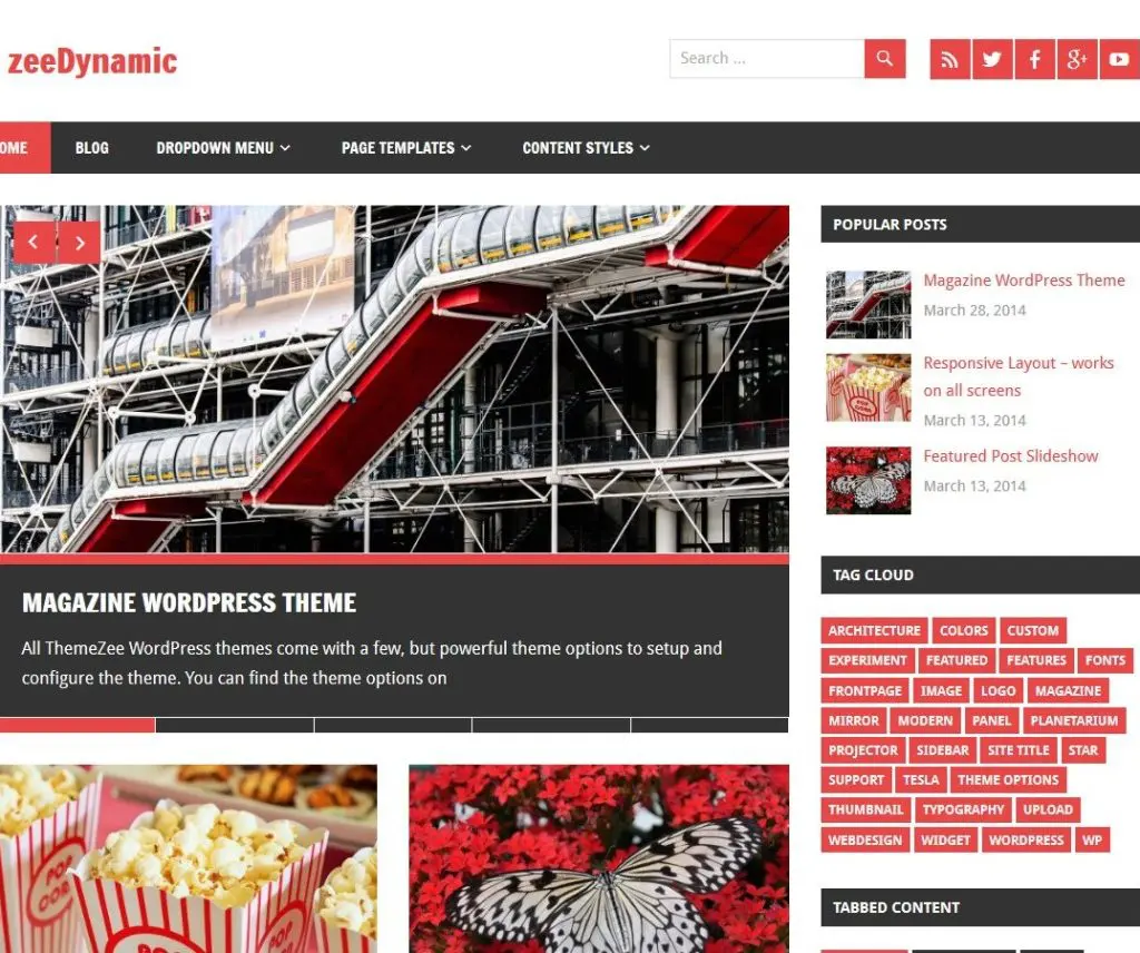 Tema Wordpress di intrattenimento gratuito Zeedynamic