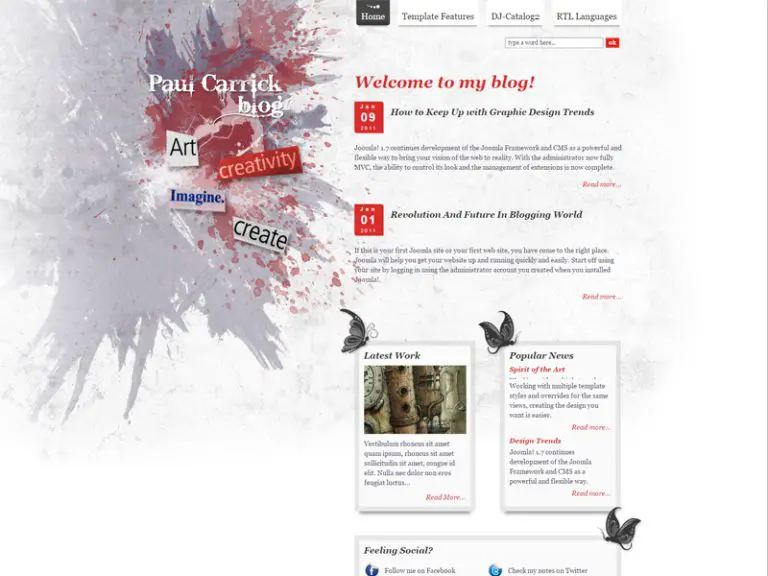 Jm Art Spirit Template Joomla gratuito per blog