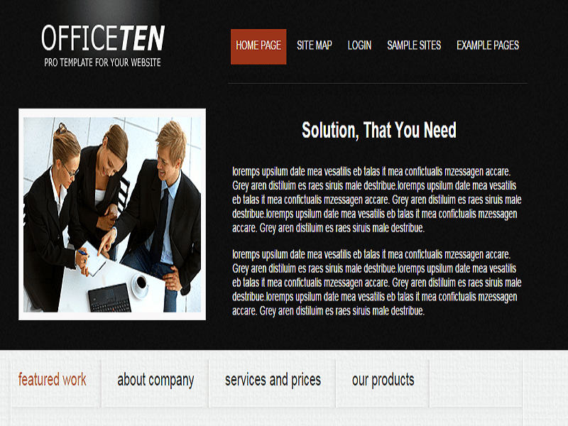 Officeten Black – Joomla 模板 Office 黑色