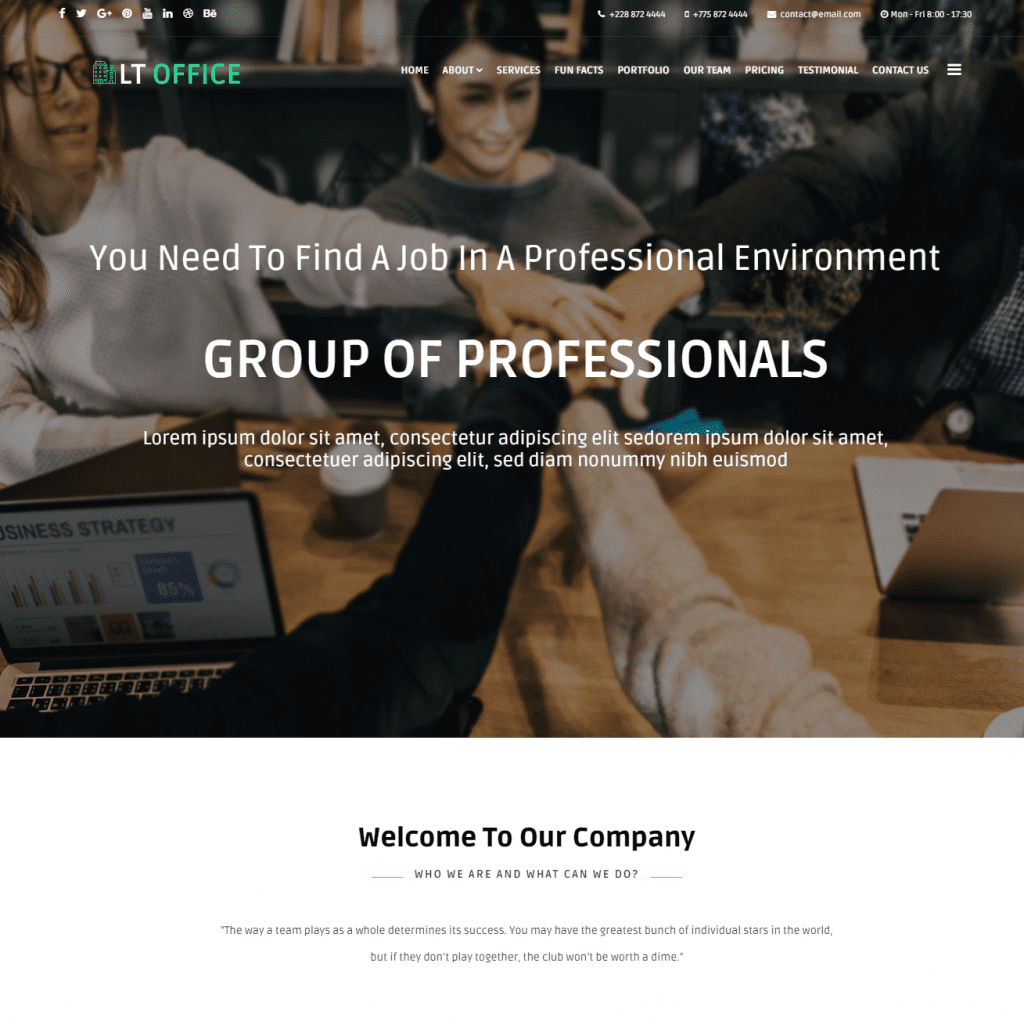 Lt Office Onepage ฟรี Single Page Responsive Joomla Company Theme