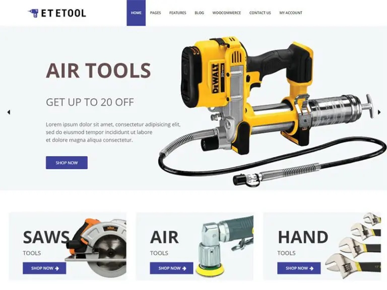 Et Etool Free Responsive Equipment Tema Wordpress