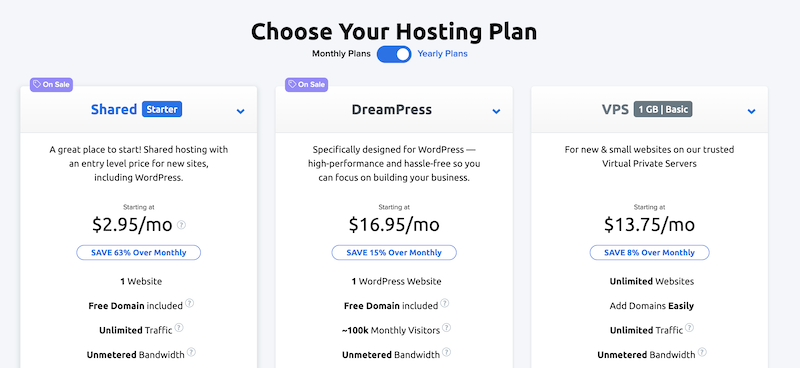 DreamHost barındırma planı teklifleri