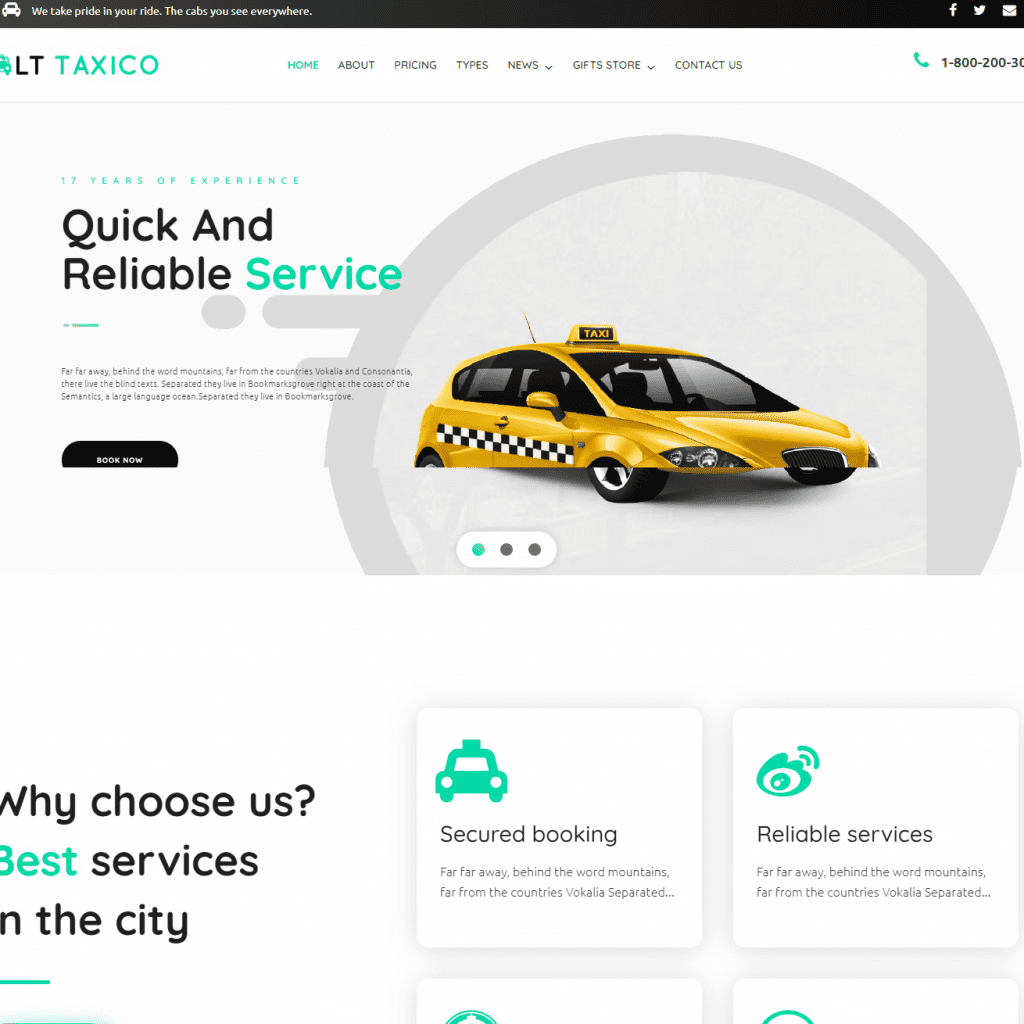 Lt Taxico Rezervare gratuită pentru taxiuri Tema Wordpress