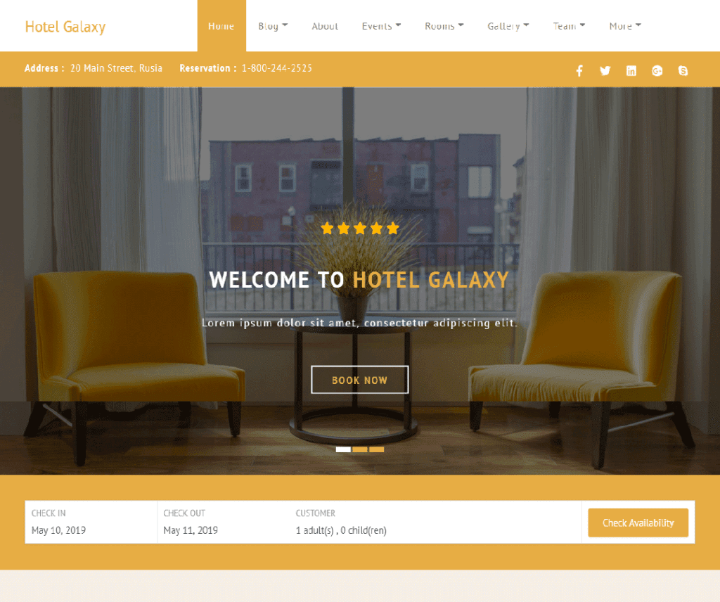 Hotel Galaxy Free Entertainment Wordpress-Design