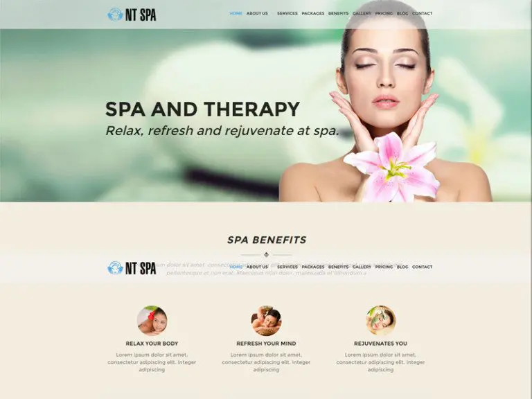 Tema Wordpress gratuito Nt Spa para beleza