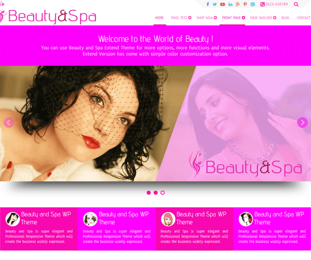 Beauty und Spa Free Holiday Wordpress Theme