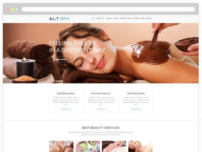 Lt Spa Onepage Darmowy Salon piękności Wordpress Theme