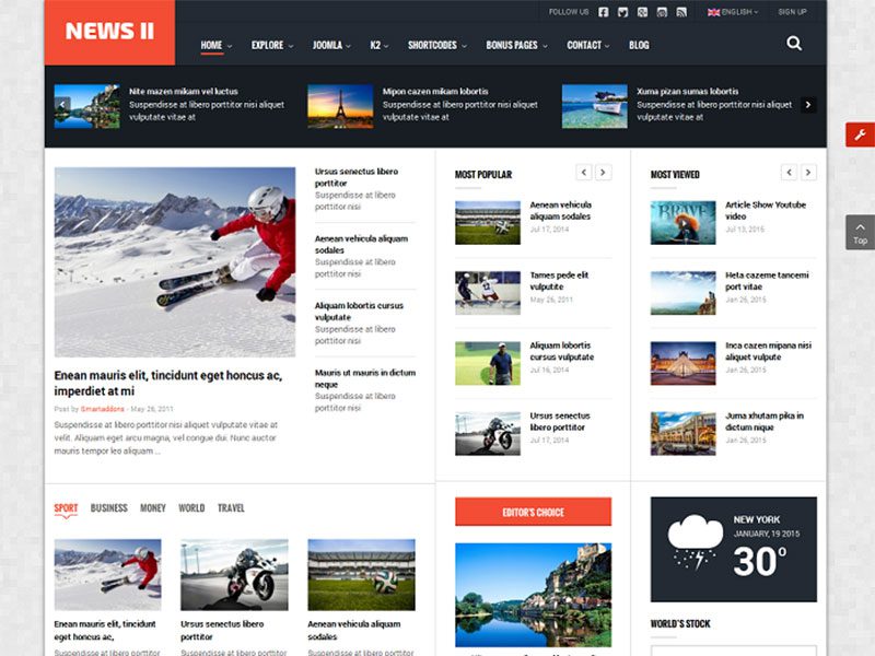 Sj New Ii – เทมเพลต Joomla ฟรีสำหรับข่าว , นิตยสาร