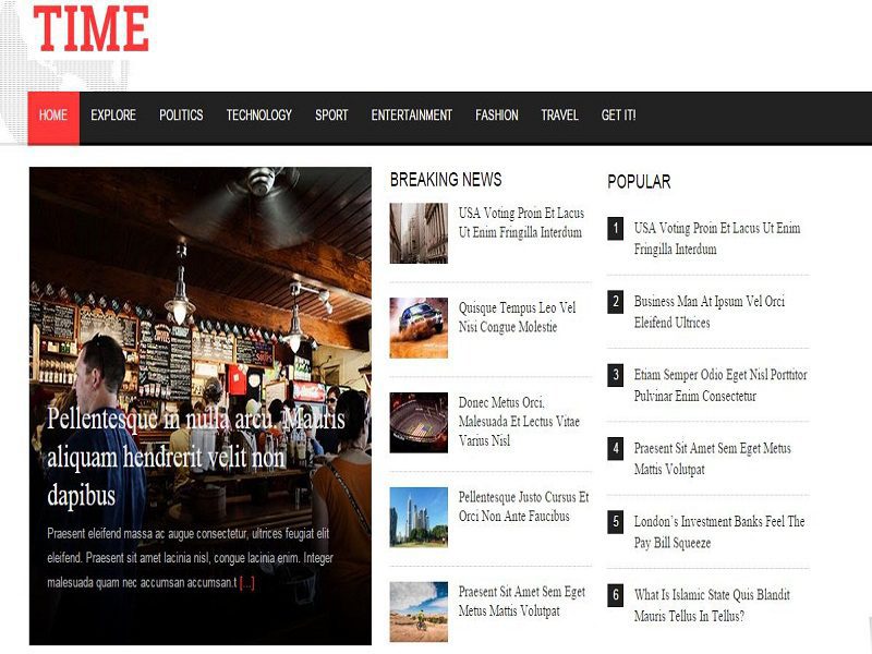 Time – Template Joomla Gratuito para o Jornal