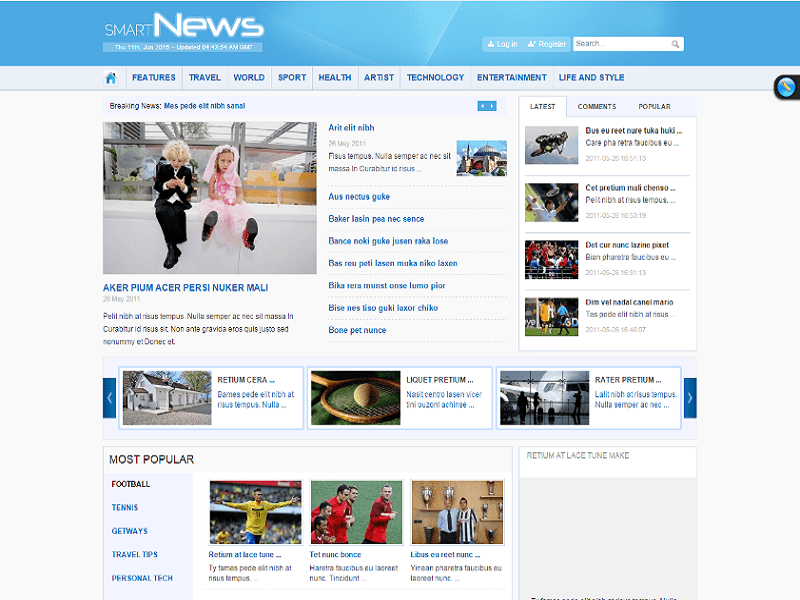 Smartnews – เทมเพลต Joomla Smart News