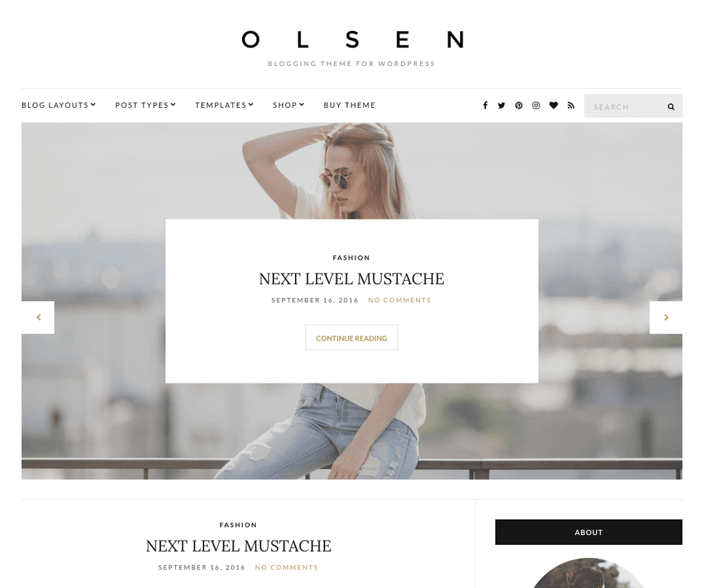 Olsen Light Бесплатная тема Wordpress для фотографии