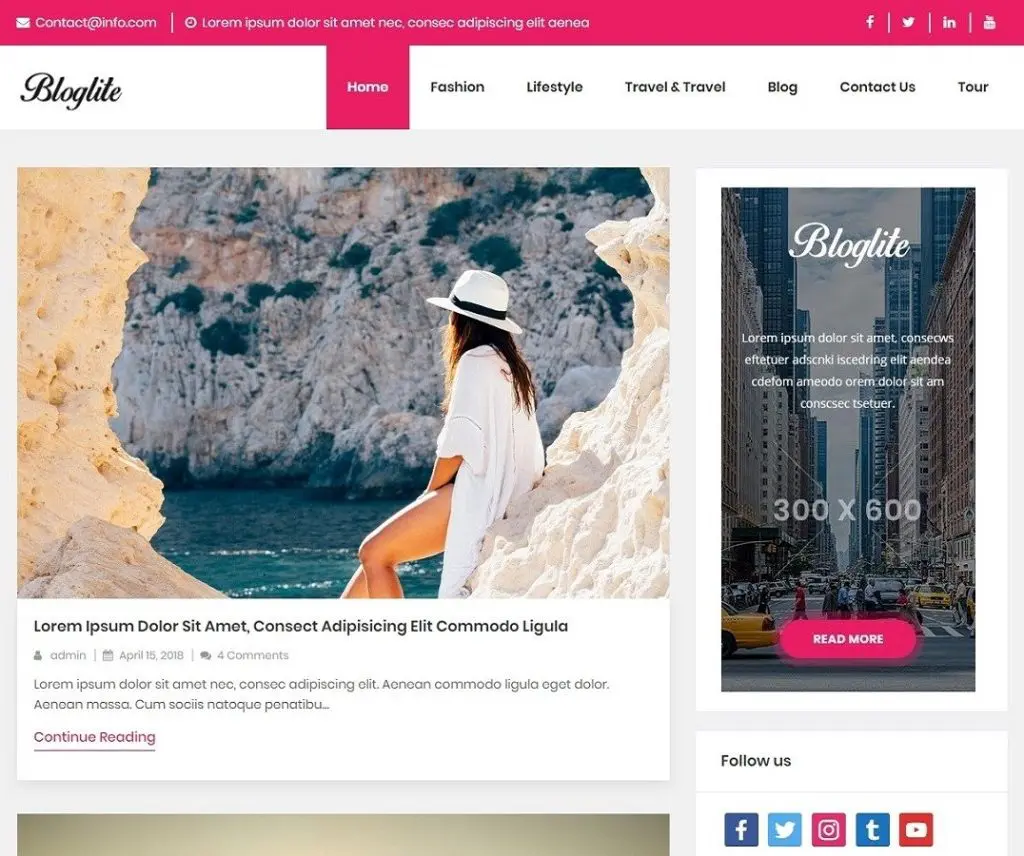 Bloglite Kostenloses Nachrichten-Wordpress-Theme