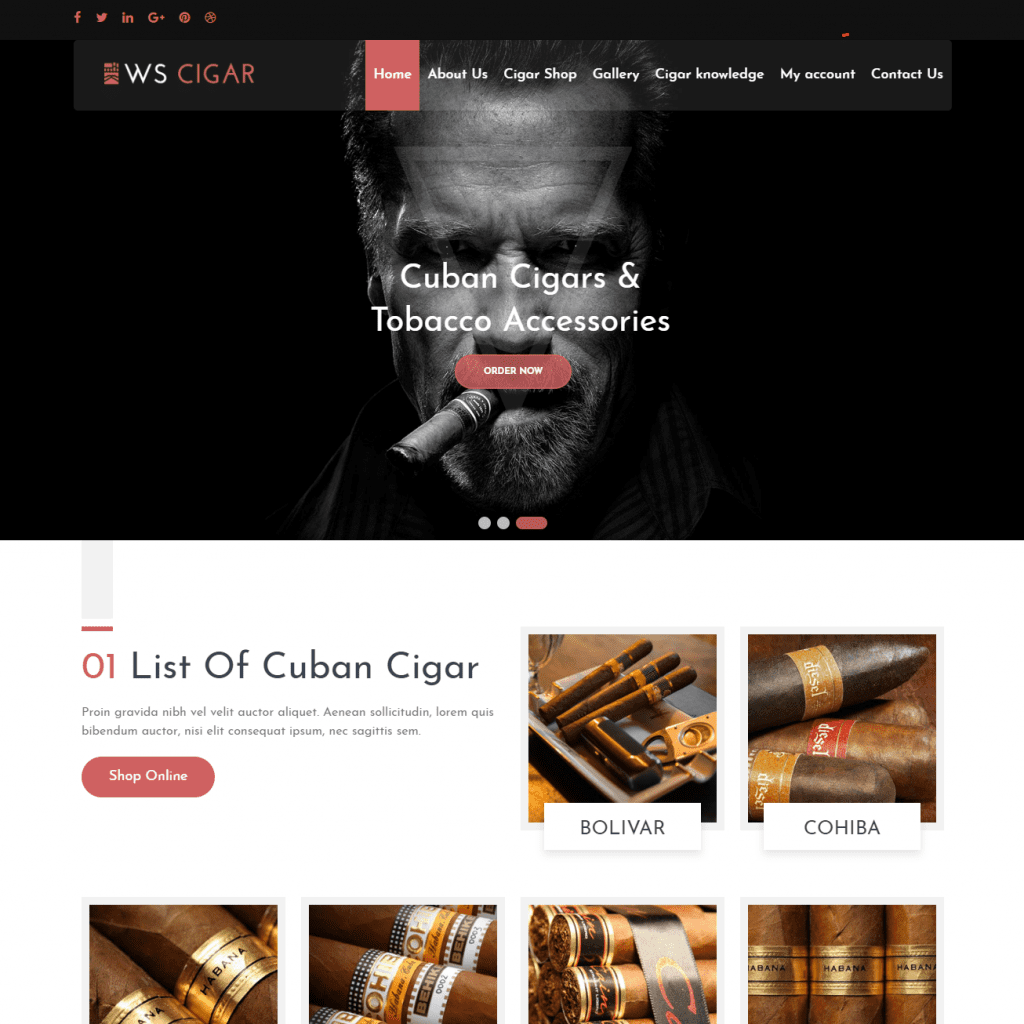 Ws Cigar ร้านซิการ์พิเศษ Woocommerce Wordpress Theme