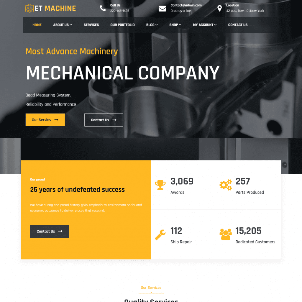 Et Machine Responsivo Tema Industrial de Wordpress