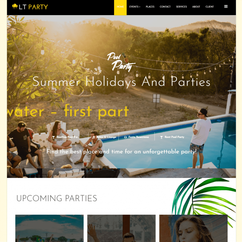 Lt Party Onepage Plantilla de Joomla Party responsiva de una sola página gratuita