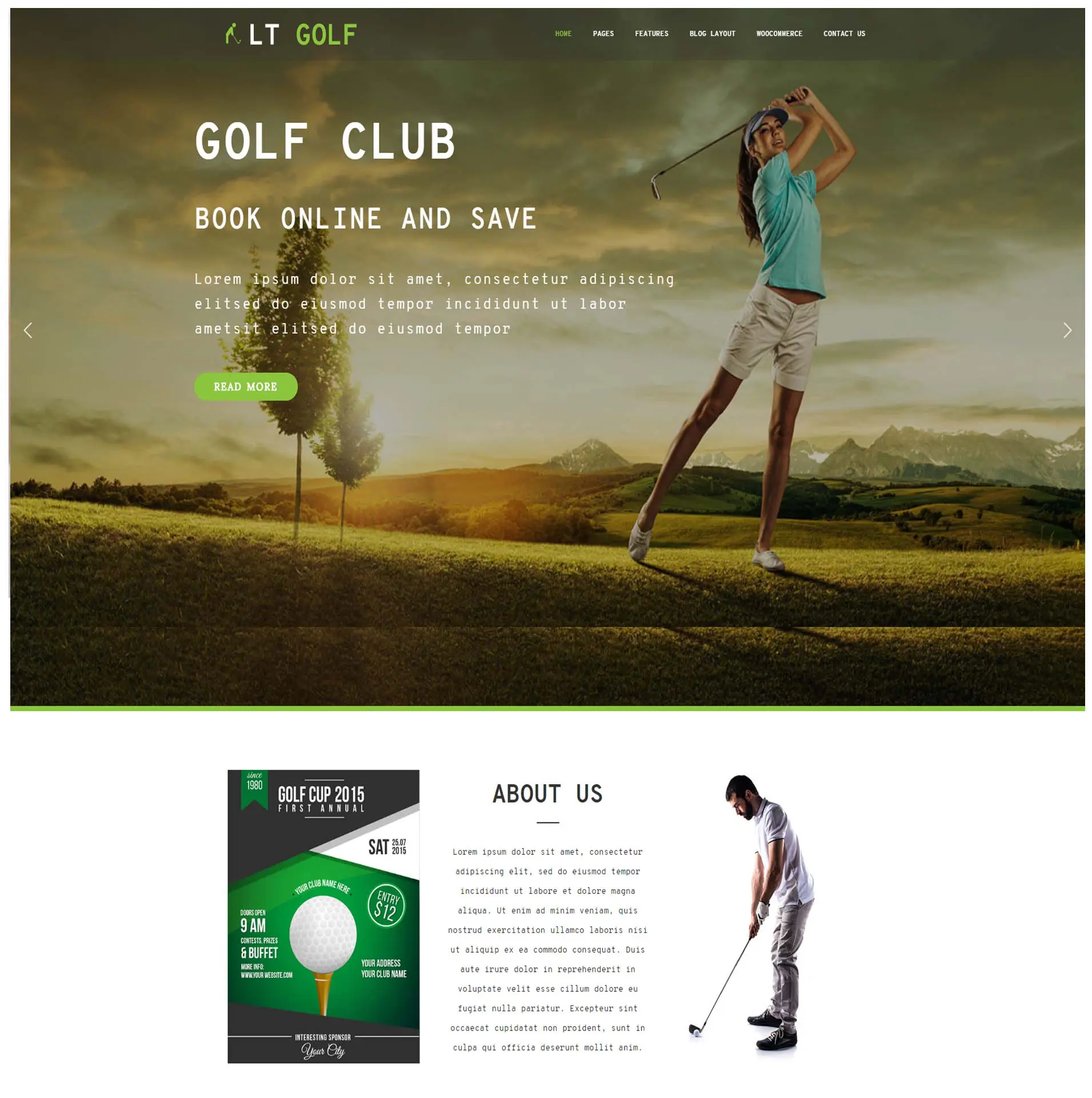 Lt Golf Tema Wordpress Golf gratuito