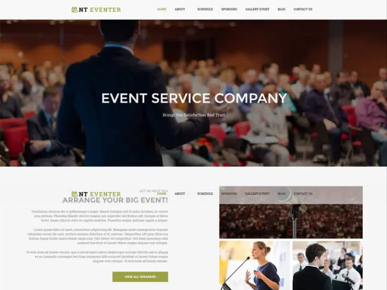 Nt Eventer Tema gratuito de Wordpress para eventos receptivos