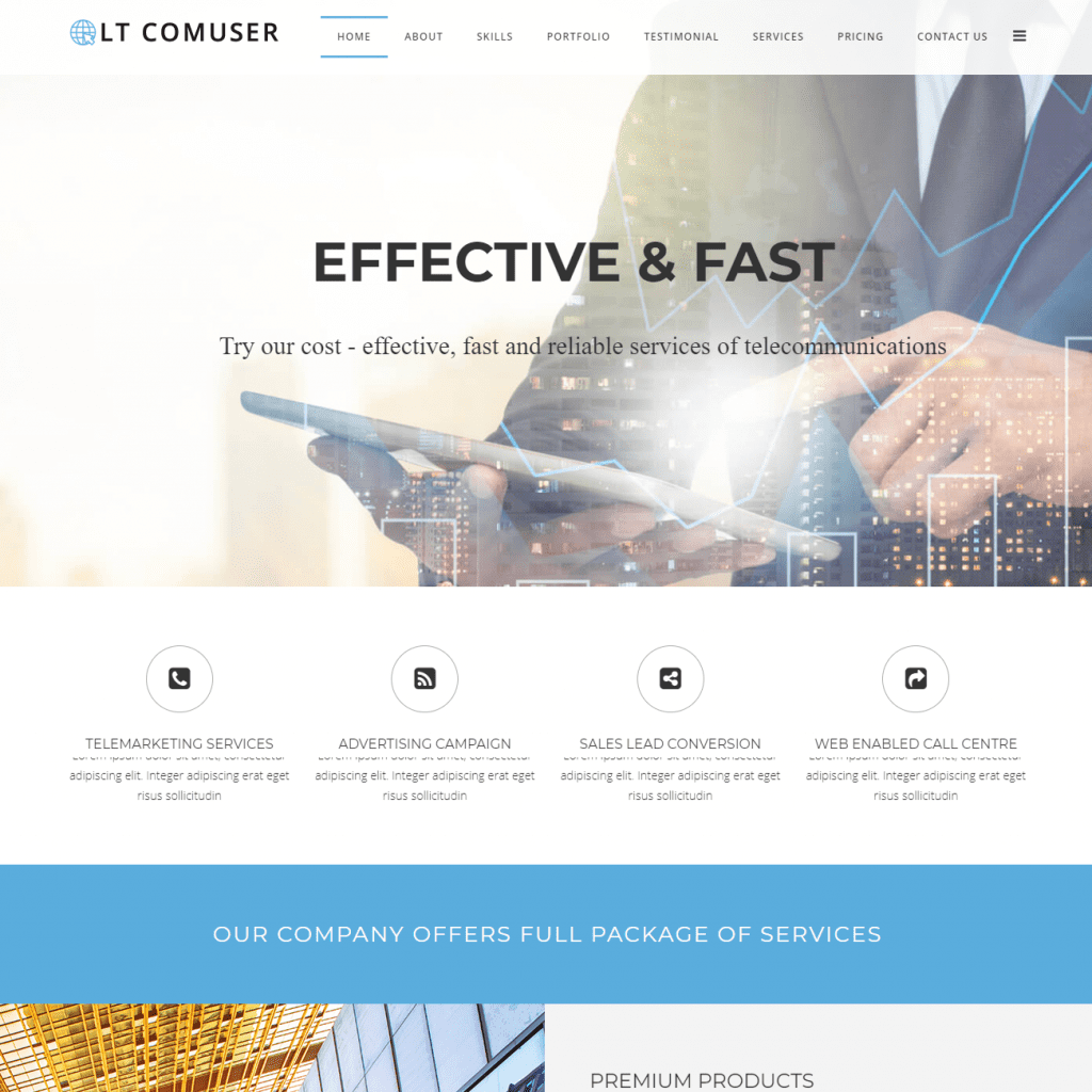 Lt Comuser Onepage ฟรีเทมเพลตการสื่อสาร Joomla หนึ่งหน้า