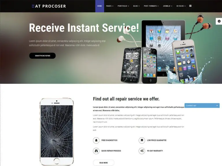 At Procoser Free Mobile поддерживает шаблон Joomla