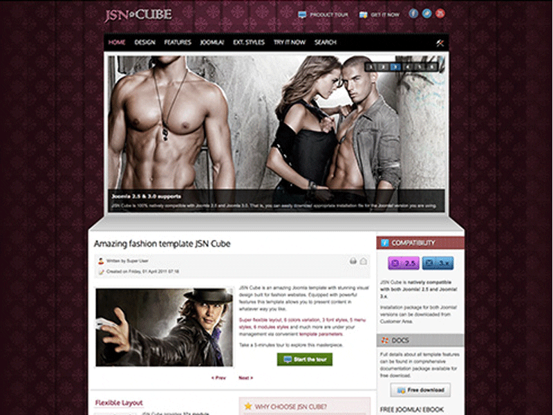 Jsn Cube Kostenlose Joomla-Vorlage für Mode