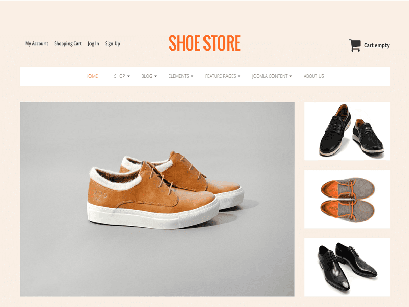 Loja de sapatos – modelo gratuito Joomla Virtuemark 3