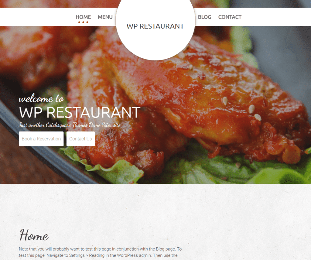 Tema Wordpress gratuito per cibo e bevande Wp Restaurant